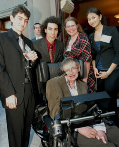 Students in photo with Stephen Hawking