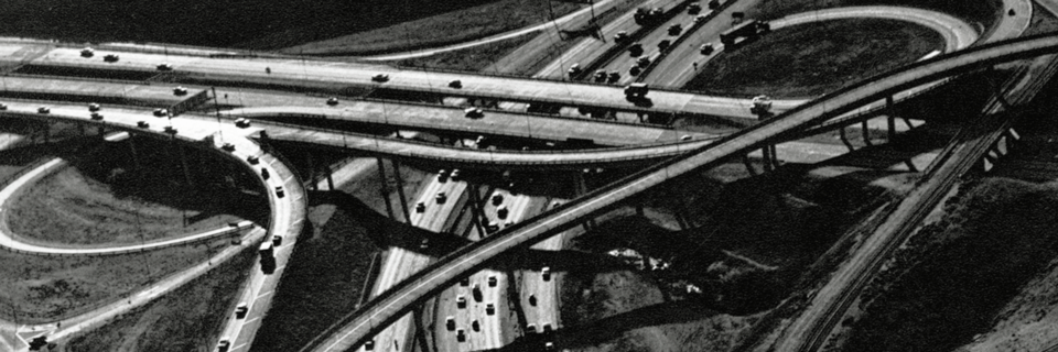 Ansel Adam photograph of freeways in Los Angeles